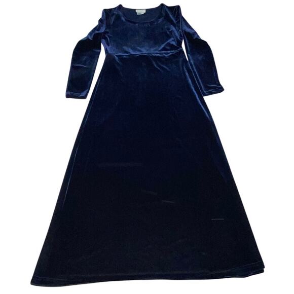 Velvet Long Sleeve Dress Royal Blue Maxi Sz 4 Practical Magic Whimsigoth Y2K 90s - Picture 8 of 9